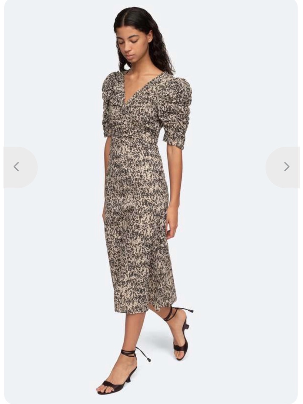 Sea New York Gia Black and Cream Floral V-Neck Midi Dress 14